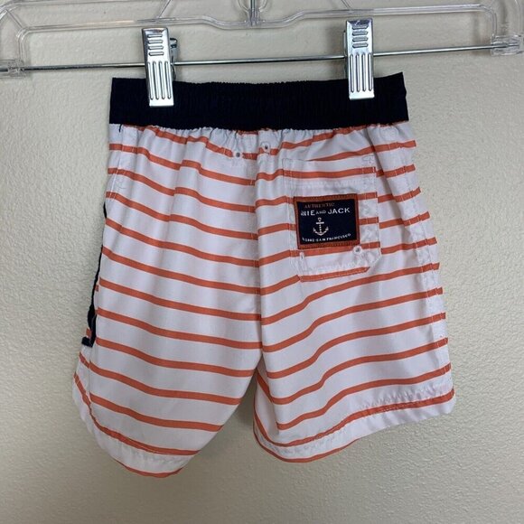 Janie & Jack Swim Trunks White Orange Stripe Anchor Nautical Boys 3-6 Months - Picture 3 of 13